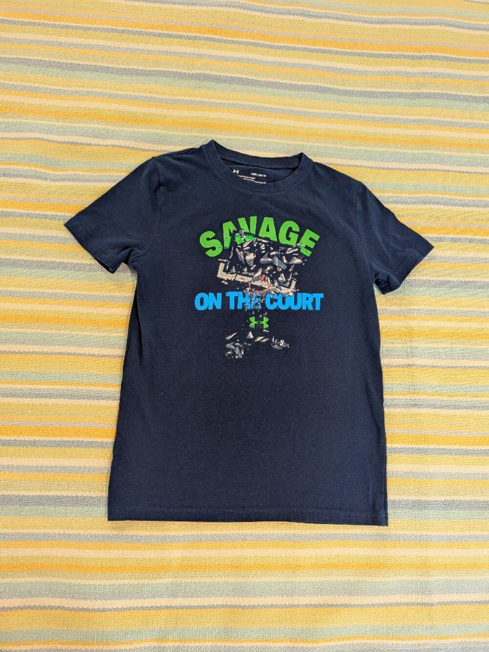 Boy's Under Armour navy blue 'Savage on the Court' shirt size medium